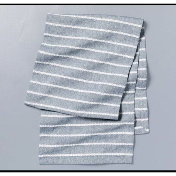 Hearth & Hand™ with Magnolia Blue Stripe Table Runner Dobby Woven Faded Blue New - Picture 1 of 6